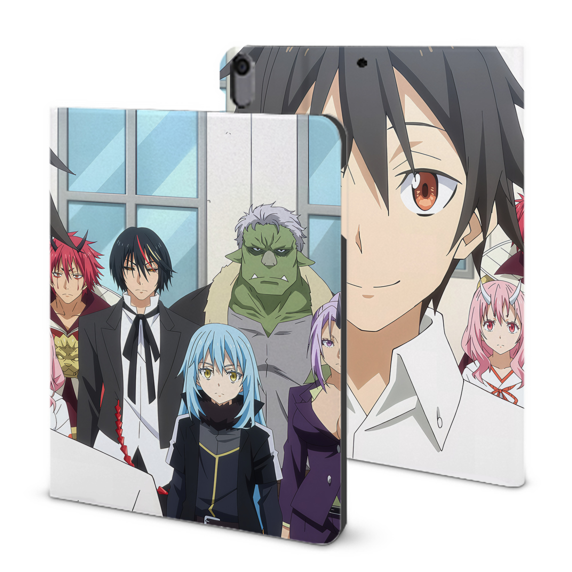 （画像用） 転スラ Regarding Reincarnated to Slime IPad ケース ブック型 PUレザー TPU 耐衝撃 軽量 薄型 ペン収納なし 全面保護 IPad 各モデル対応